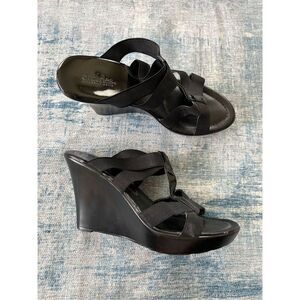 Charles By Charles David Black Strappy Platform Wedge Heel Sandals Approx size 9